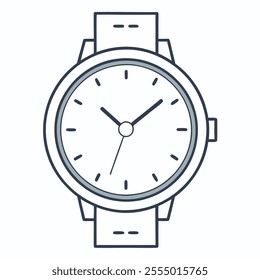 A sleek and modern minimalist hand watch outline vector illustration.