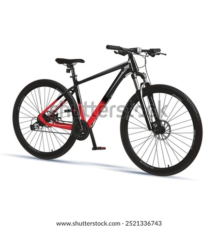 A sleek and modern mountain bike with a black and red gradient frame, designed for off-road and trail riding. Featuring front suspension, disc brakes, and durable tires, this high-performance bicycle.