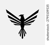 Sleek and modern phoenix or eagle icon with sharp geometric wings, perfect for security firms, aviation brands, or prestigious corporate identities.