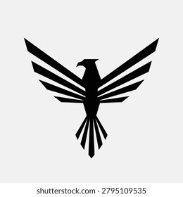 Sleek and modern phoenix or eagle icon with sharp geometric wings, perfect for security firms, aviation brands, or prestigious corporate identities.