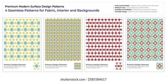 Sleek and Modern Seamless Patterns for Fabric and Home Decor