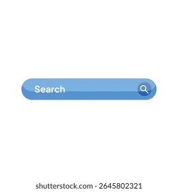 A sleek, modern search bar floats against a stark white background, its elongated, pill-shaped form dominating the composition.