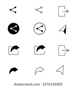 A sleek and modern share icon design perfect for digital applications, websites and social media platforms. The icon features a clean and minimalistic style with interconnected nodes or arrows.