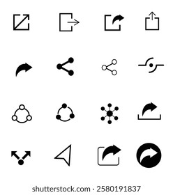 A sleek and modern share icon design perfect for digital applications, websites and social media platforms. The icon features a clean and minimalistic style with interconnected nodes or arrows.