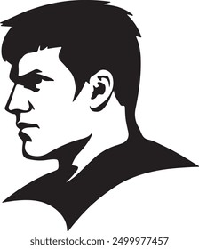 Sleek Modern Side Profile Man Silhouette Logo eps