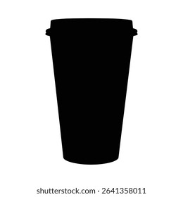 Sleek, modern silhouette of a black paper coffee cup, ideal for beverage designs.