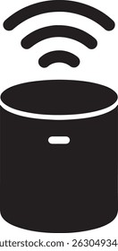 Una elegante y moderna Ilustración vectorial de altavoces inteligentes, que representa perfectamente la tecnología de vanguardia. Este diseño cuenta con un icono de señal inalámbrica, que simboliza la conectividad sin problemas y el acceso a Internet.