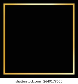 A sleek, modern square frame set against a dark background. The frame features a shiny, golden border, and the central area behind the frame is a deep black, creating a bold contrast.