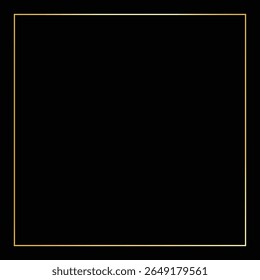 A sleek, modern square in golden lines sits against a stark black backdrop, ideal for adding a touch of elegance and sophistication to any design project.