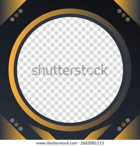 A sleek, modern template with a bold golden circular frame against a dark, futuristic geometric background, perfect for a striking profile picture