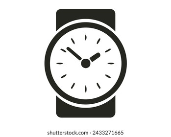 Elegante y moderno, este vector de reloj de mano cuenta con un diseño minimalista con una caja de acero inoxidable negro y una correa de cuero elegante, perfecto para cualquier ocasión