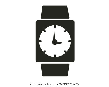 Elegante y moderno, este vector de reloj de mano cuenta con un diseño minimalista con una caja de acero inoxidable negro y una correa de cuero elegante, perfecto para cualquier ocasión