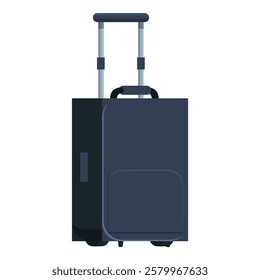 Sleek and modern travel trolley suitcase standing upright, ready for a business trip or vacation