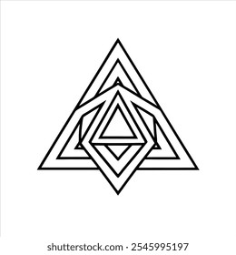 A sleek and modern triangle pattern mandala vector icon logo design on a clean white background. Featuring symmetrical geometric shapes and intricate lines, this design is perfect for branding