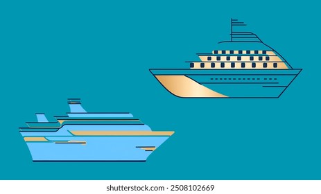 Icono de Vector elegante y moderno de un crucero, perfecto para representar viajes, turismo y lujosas experiencias de vacaciones. Este icono es ideal para su uso en proyectos relacionados con servicios marítimos, viajes 