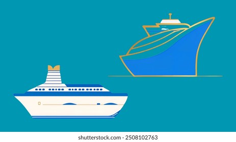 Icono de Vector elegante y moderno de un crucero, perfecto para representar viajes, turismo y lujosas experiencias de vacaciones. Este icono es ideal para su uso en proyectos relacionados con servicios marítimos, viajes 