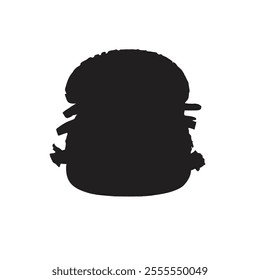 A sleek and modern vector illustration of a burger silhouette, perfect for culinary designs, menus, or branding. Simple yet impactful, it captures the essence of deliciousness.
