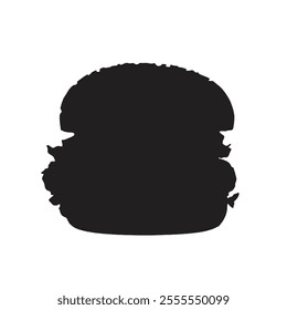 A sleek and modern vector illustration of a burger silhouette, perfect for culinary designs, menus, or branding. Simple yet impactful, it captures the essence of deliciousness.