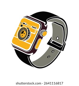 A sleek and modern vector illustration of a digital smartwatch, ideal for tech, fitness, and wearable device design projects