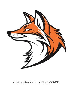 A sleek, modern vector illustration featuring a stylized orange fox head profile, perfect for logos, mascots, and graphic design projects. This clean design is ideal for business and wildlife themes.