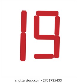 Una Ilustración vectorial elegante y moderna del número 19, elaborada con una tipografía limpia y un diseño minimalista. Ideal para contenido educativo, infografías, camisetas deportivas, calendarios