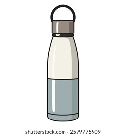 A sleek and modern vector illustration of a sports water bottle, featuring an ergonomic design with a secure cap and a streamlined shape.