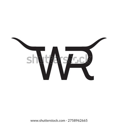 A sleek and modern vector logo design featuring the intertwined initials 'W' and 'R' with elegant bull or longhorn horns extending from the top. This sophisticated monogram combines classic western ranch aesthetics with a contemporary minimalist style, making it ideal for various branding applications. Perfect for businesses related to agriculture, cattle ranching, western apparel, country music, or any brand seeking a strong, authentic, and memorable identity. The clean lines and bold black color ensure versatility across digital and print media, conveying professionalism and heritage.