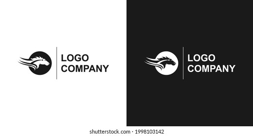 Sleek and modern vector logo with elegant and dashing horse icon suitable for business or reference