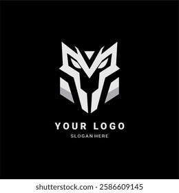 A sleek, modern vector logo featuring a cybernetic wolf head in geometric style. Perfect for esports, gaming clans, or tech branding. High-quality and bold design.