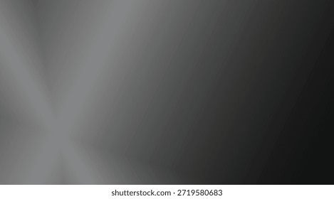 Um plano de fundo abstrato monocromático elegante apresenta um gradiente radial suave em transição de uma prata brilhante à esquerda para um cinza de carvão profundo à direita com uma luz sutil em forma de cruz
