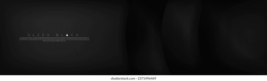 Sleek monochromatic abstract background template. Circular pattern of shiny metallic rings with big copy space on left. Vector Illustration. 