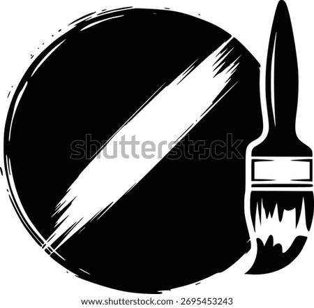 A sleek, monochromatic icon featuring a paintbrush and diagonal paint splat, ideal for logos, apps, or branding.