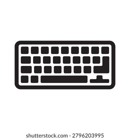 A sleek, monochromatic illustration of a standard computer keyboard featuring a clean, black-and-white design. The keys are uniformly shaped with a grid layout, including function keys, alphanumeric k.