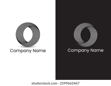 A sleek, monochrome logo featuring a circular, optical illusion-inspired design, symbolizing infinity, flow, and innovation. Ideal for modern, tech, or creative brands.