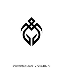 Sleek monolinear 'M' integrated with a leaf, symbolizing organic growth and modern sustainability.