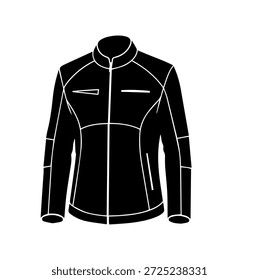 Elegante chaqueta de carreras de motocicletas estilo biker silueta Ilustración vectorial para la Plantilla de diseño de ropa de aventura al aire libre de deporte de cuero protector