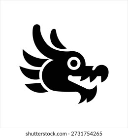 Sleek mythical creature head in bold black and white design