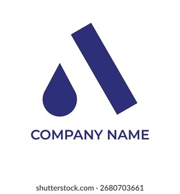 Un elegante logotipo azul marino con una A abstracta y una forma de gota, ideal para marcas profesionales.
