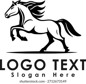 Un nuevo y elegante diseño de logotipo gráfico con un caballo estilizado. Esta moderna ilustración equina, con líneas geométricas, proporciona un emblema elegante, que simboliza la fuerza y el atractivo dinámico.