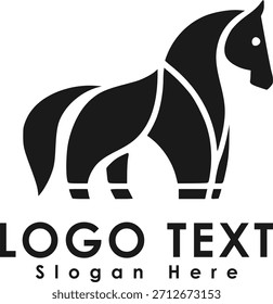 Un nuevo y elegante diseño de logotipo gráfico con un caballo estilizado. Esta moderna ilustración equina, con líneas geométricas, proporciona un emblema elegante, que simboliza la fuerza y el atractivo dinámico.