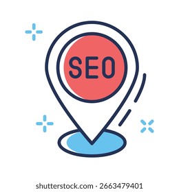 Ícone de estrutura de tópicos elegante do plano de SEO local baseado em localização