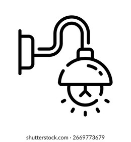 Un elegante icono de contorno de luz de pared montada