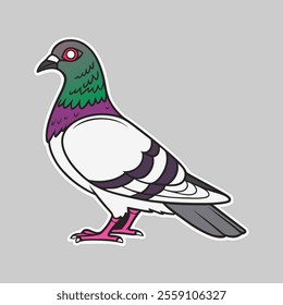 
A sleek pigeon vector graphic illustration in a flat design style, featuring clean lines and minimalist details, perfect for modern designs, logos, and urban-themed projects.