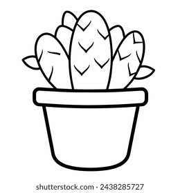 Sleek plant pot outline icon in scalable vector format.