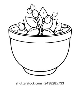 Sleek plant pot outline icon in scalable vector format.