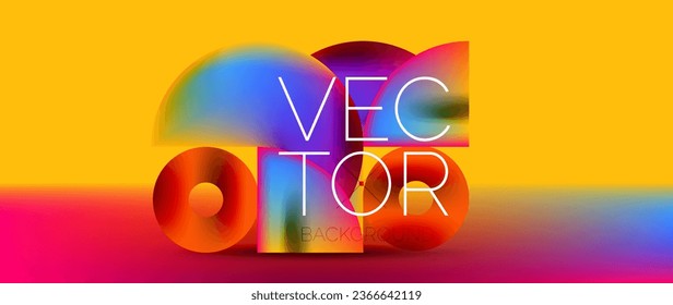 Sleek podium with abstract composition of squares, circles, and triangles, adorned with vibrant fluid gradients for wallpaper, banner, background, landing page, wall art, invitation, print, poster