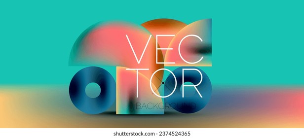 Sleek podium with abstract composition of squares, circles, and triangles, adorned with vibrant fluid gradients for wallpaper, banner, background, landing page, wall art, invitation, print, poster