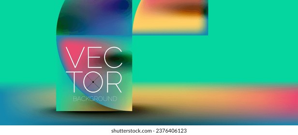 Podio espumoso con composición abstracta de cuadrados, círculos y triángulos, adornado con gradientes fluidos vibrantes para papel de pared, banner, fondo, página de aterrizaje, arte de pared, invitación, impresión, afiche