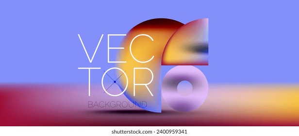 Sleek podium with abstract composition of squares, circles, and triangles, adorned with vibrant fluid gradients for wallpaper, banner, background, landing page, wall art, invitation, print, poster