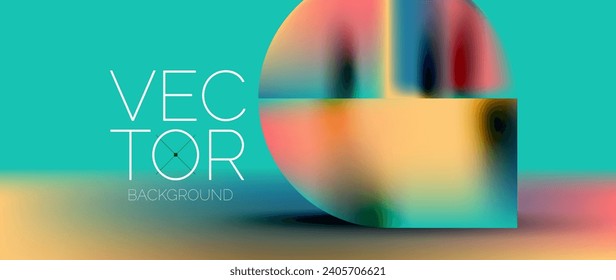 Sleek podium with abstract composition of squares, circles, and triangles, adorned with vibrant fluid gradients for wallpaper, banner, background, landing page, wall art, invitation, print, poster